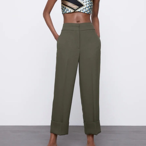 Zara Pants - 🐌 Zara dark green wide leg Slacks